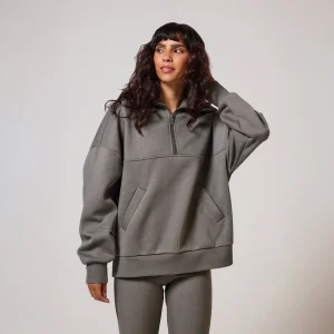 ALL SZN Übergröße 1/4 Zip Bio-Sweatshirt - Schiefergrün