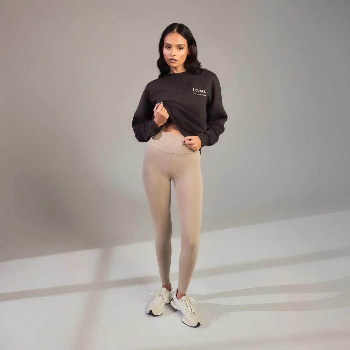 Alltägliche High-Waisted Leggings - Oatmeal-Beige – Bild 2
